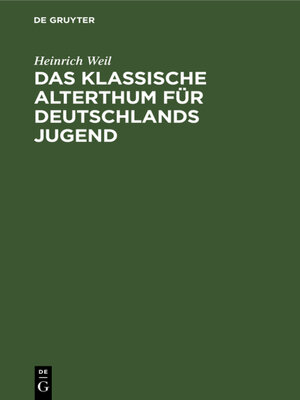 cover image of Das Klassische Alterthum für Deutschlands Jugend